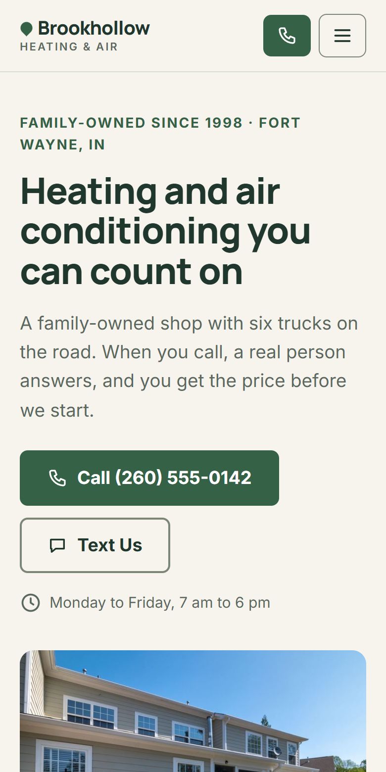 The same example website on a phone